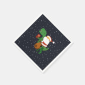 Weihnachtsmann-Claus T-rex Dinosaur Sleigh Serviette (Ecke)