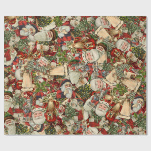 Weihnachtsmann Collage Geschenkpapier