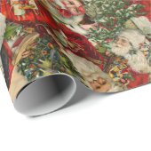 Weihnachtsmann Collage Geschenkpapier (Rolleneckpunkt)