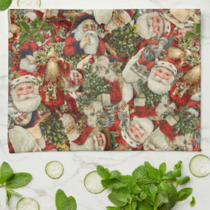 Weihnachtsmann-Collage Geschirrtuch