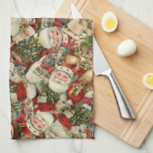 Weihnachtsmann-Collage Geschirrtuch (Viertel Falte)