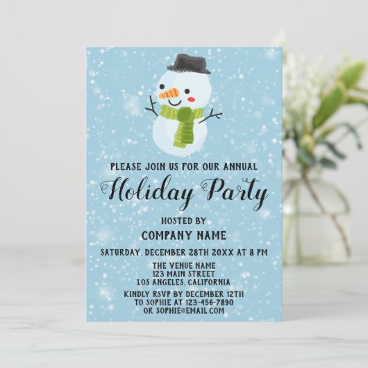 Weihnachtsmann Company Holiday Party White Snow Einladung (Stehend Vorderseite)