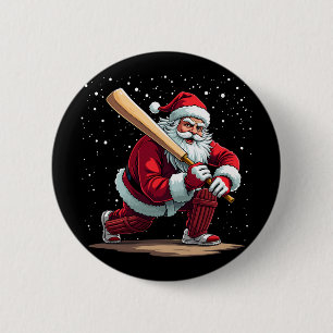 Weihnachtsmann Cricket Spieler Weihnachten Winter Button