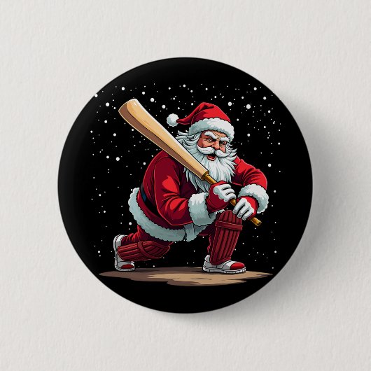 Weihnachtsmann Cricket Spieler Weihnachten Winter  Button (Vorderseite)