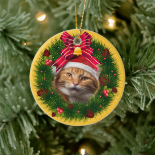 Weihnachtsmann Custom Cat Modernes Niedliches Tier Keramik Ornament