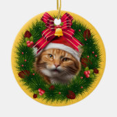 Weihnachtsmann Custom Cat Modernes Niedliches Tier Keramik Ornament (Vorne)