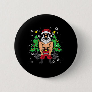Weihnachtsmann Deadlift Xmas Gewichtheben Fitnesss Button