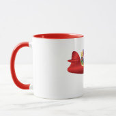 Weihnachtsmann, der auf Doppeldecker mit der Tasse (Links)