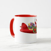 Weihnachtsmann, der auf Doppeldecker mit der Tasse (Vorderseite Links)