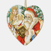 Weihnachtsmann, der die Bibel auf Weihnachtsabend Keramikornament (Rechts)