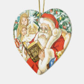 Weihnachtsmann, der die Bibel auf Weihnachtsabend Keramikornament (Links)