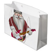 Weihnachtsmann, der E-Gitarre spielt Große Geschenktüte (Rückseite Schrägansicht)