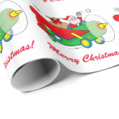Weihnachtsmann, der ein Flugzeug gefüllt mit Geschenkpapier (Rolleneckpunkt)