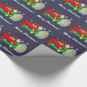 Weihnachtsmann, der ein Flugzeug gefüllt mit Geschenkpapier (Ecke)