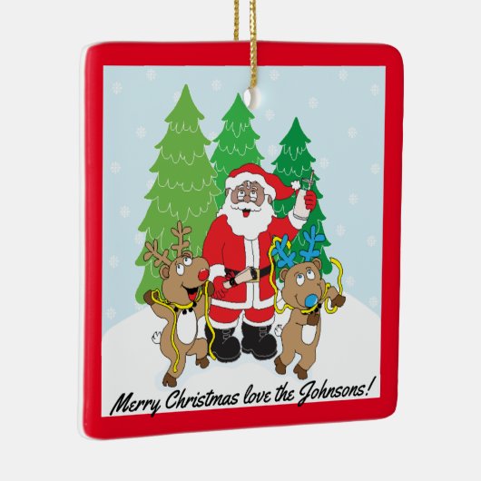 Weihnachtsmann der Farbenreiniger Keramikornament (Rechts)