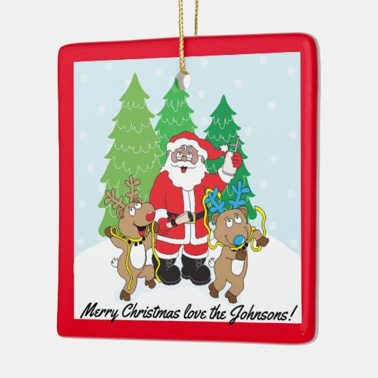 Weihnachtsmann der Farbenreiniger Keramikornament (Links)