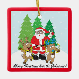 Weihnachtsmann der Farbenreiniger Keramikornament