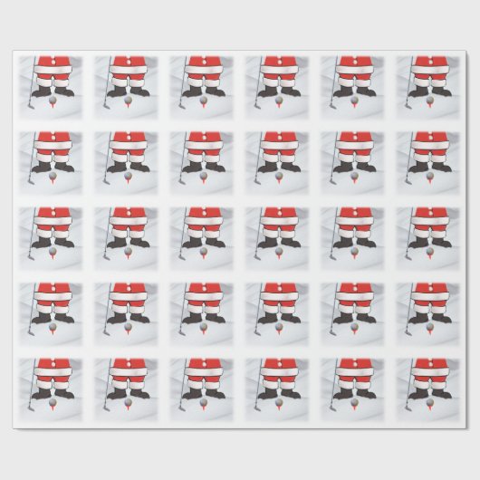 Weihnachtsmann, der Golf im Schnee spielt Geschenkpapier (Flach)