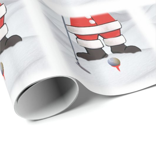 Weihnachtsmann, der Golf im Schnee spielt Geschenkpapier (Rolleneckpunkt)