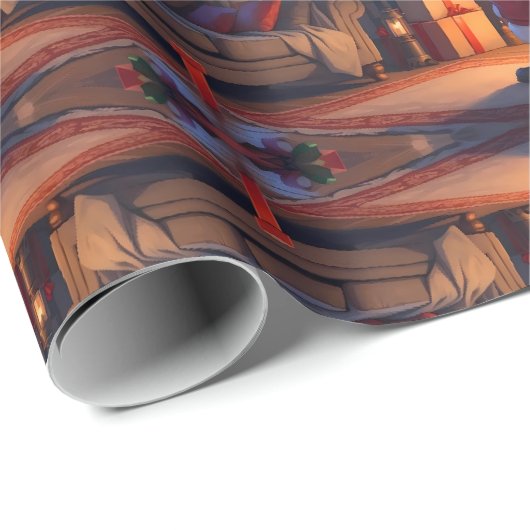 Weihnachtsmann, der Kinderspielzeug liefert, Renti Geschenkpapier (Rolleneckpunkt)