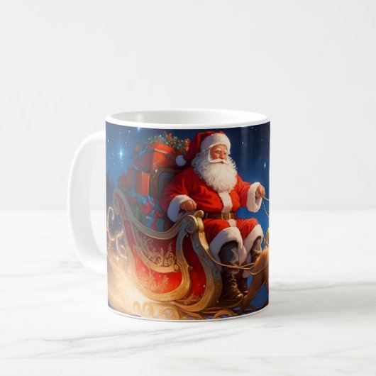 Weihnachtsmann, der Kinderspielzeug liefert, Renti Kaffeetasse (Vorderseite Links)
