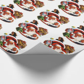 Weihnachtsmann, der mit Zügen spielt Geschenkpapier (Ecke)
