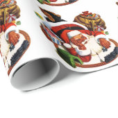 Weihnachtsmann, der mit Zügen spielt Geschenkpapier (Rolleneckpunkt)