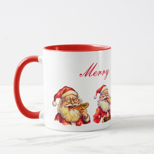 Weihnachtsmann, der Pizza-Mug isst Tasse (Links)