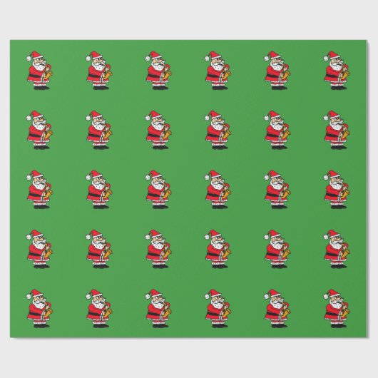 Weihnachtsmann, der Saxophon-Packpapier spielt Geschenkpapier (Flach)