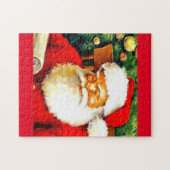 Weihnachtsmann, der sein Listenpuzzlespiel Puzzle (Horizontal)