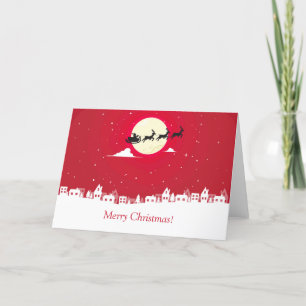 Weihnachtsmann, der über die Stadt Chrismas Karten