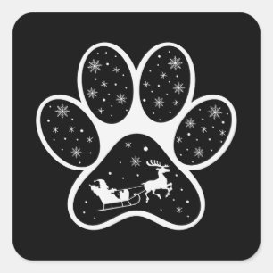 Weihnachtsmann Dog Paws Weihnachtskostüme Quadratischer Aufkleber