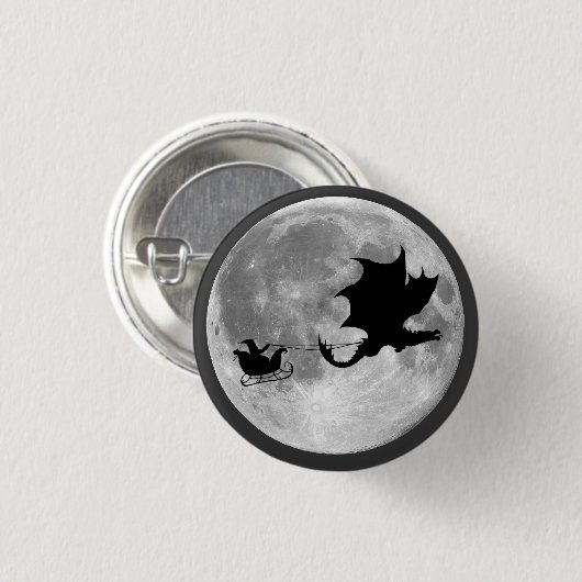 Weihnachtsmann-Drache-Reiter-Pferdeschlitten-Fahrt Button (Vorne & Hinten)