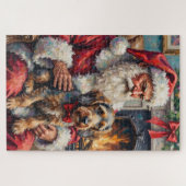 Weihnachtsmann-Drahtgriffon-Christmas Puzzle (Horizontal)