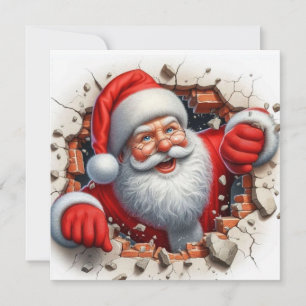 Weihnachtsmann-durch Wand Grußkarte Karte