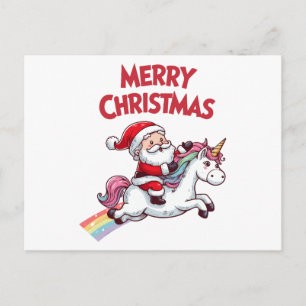 Weihnachtsmann Einhorn Frohe Weihnachten Postkarte