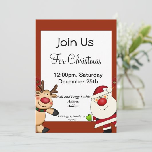 Weihnachtsmann Einladung (Stehend Vorderseite)