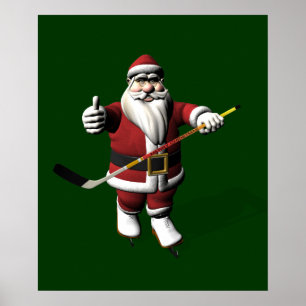 Weihnachtsmann-Eis-Hockey-Spieler Poster
