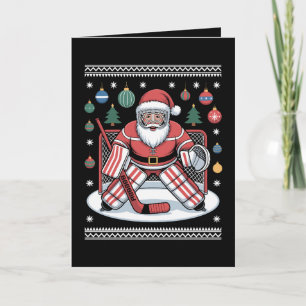 Weihnachtsmann Eishockey Torwart Weihnachten hässl Karte