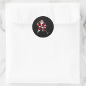 Weihnachtsmann Eishockeyspieler  Runder Aufkleber (Tasche)