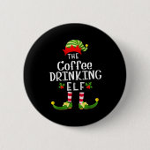 Weihnachtsmann-Elch-Pyjama mit Kaffee trinkendem W Button (Vorderseite)