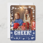 Weihnachtsmann Elegante Schneeflocken Blume Foto Feiertagskarte (Vorderseite)