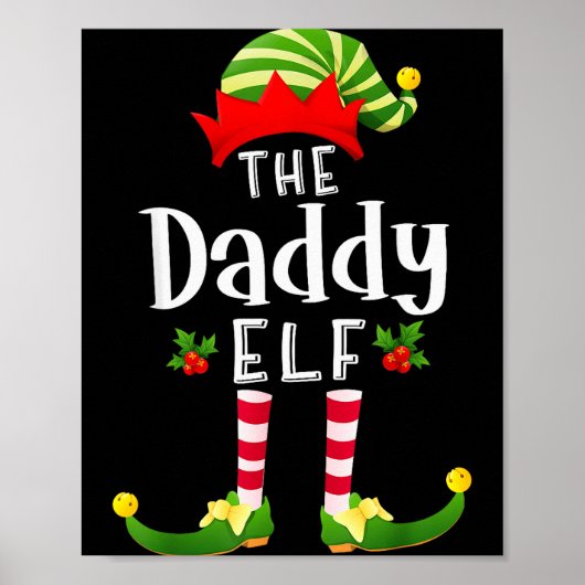 Weihnachtsmann-Elf passende Pyjama-Weihnachtsfeier Poster (Vorne)