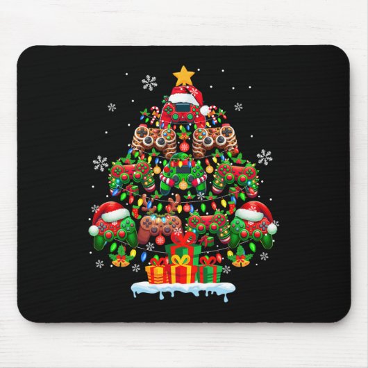 Weihnachtsmann-Elf-Rentier-Spielcontroller Farbige Mousepad (Vorne)