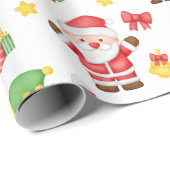 Weihnachtsmann, Elf und Dekorationen Geschenkpapier (Rolleneckpunkt)