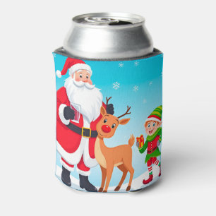 Weihnachtsmann, Elf und Rentier in einer festliche Dosenkühler