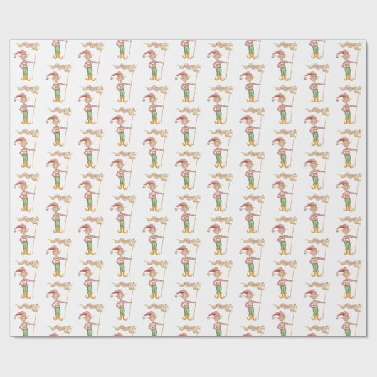 Weihnachtsmann-Elf-Wrap Geschenkpapier (Flach)