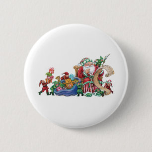 Weihnachtsmann, Elfe und Spielwaren für Button