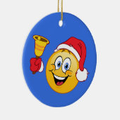 Weihnachtsmann Emoji, der Bell-Verzierung schellt Keramikornament (Rechts)