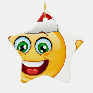 Weihnachtsmann-Emoji Keramik Ornament